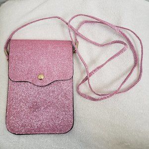 Pink Glitter Crossbody Phone Bag
